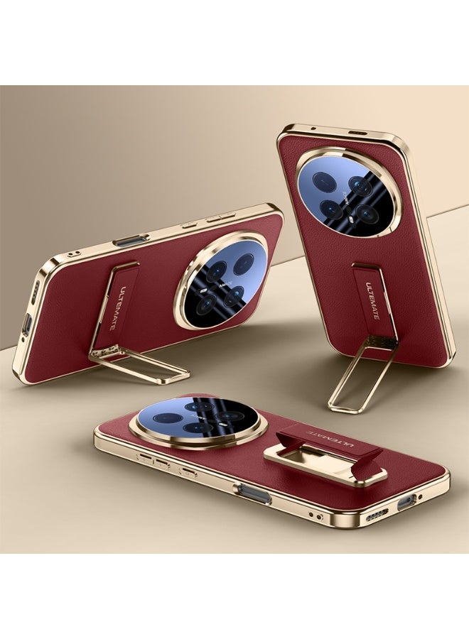 عام غطاء جلد لهونر ماجيك 8 برو، حافة مطلية بالذهب فاخرة، غطاء مصغر مع حامل قائم، حماية للكاميرا، غلاف رقيق. - Image 1